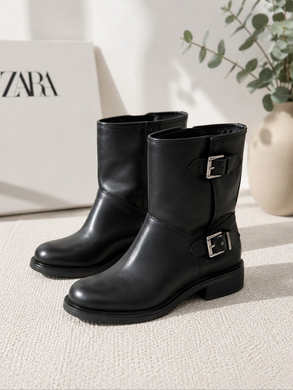 Zara Buckle Ankle Boots sz 36